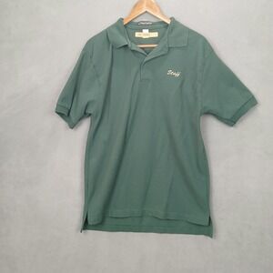 VTG Inner Harbor Staff Polo Shirt Mens Medium Dark Green Cotton High Low Hem